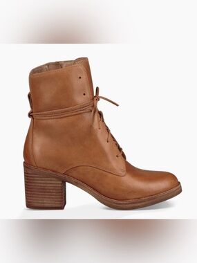 UGG Oriana Leather Ankle Boots – Size 10 Cognac Block Heel Western Boho Chic